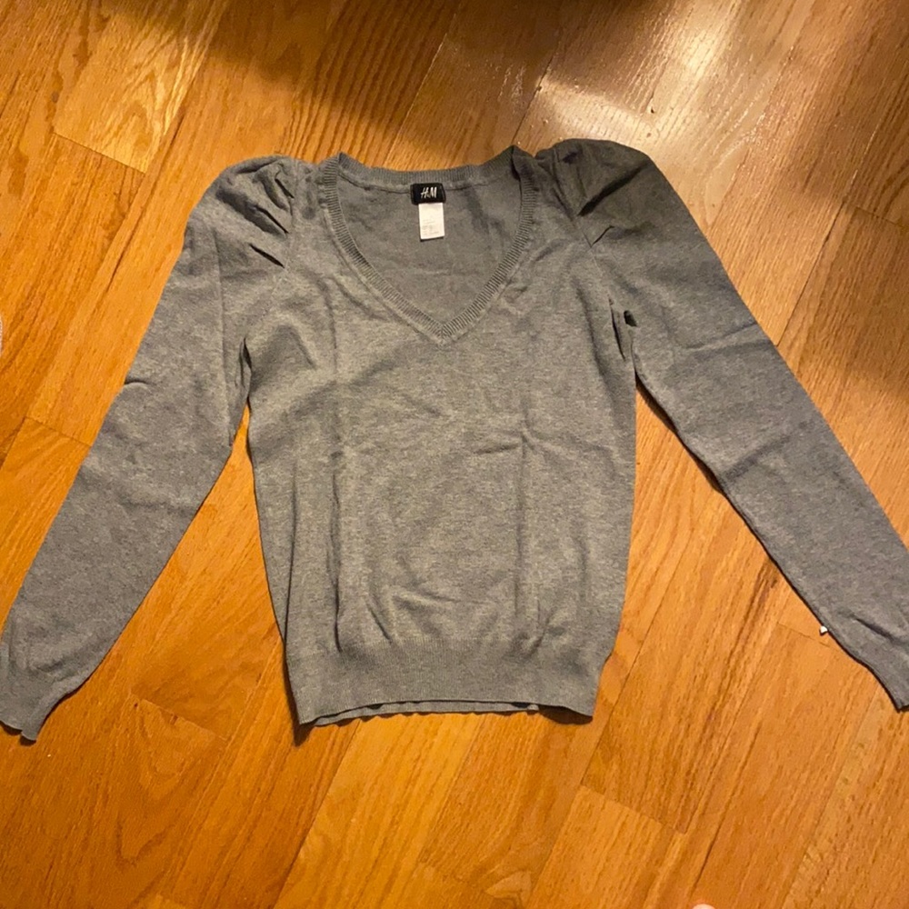 H&M Grey Puff Sleeve Sweater
